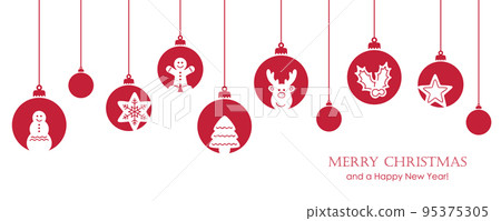 christmas greeting card with tree balls decoration - Stock Illustration ...