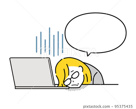 Tired business woman speech bubble Tired business woman speech bubble 95375435