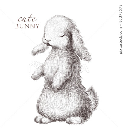 Adorable hand drawn cute bunny portrait isolated. Artistic watercolor illustration for bday cards, baby shower, print. Adorable hand drawn cute bunny portrait isolated. Artistic watercolor illustration for bday cards, baby shower, print. 95375575