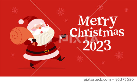 Merry Christmas concept with Santa Claus and text congratulation.  95375580