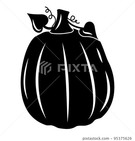 Autumn vegetable pumpkin, black silhouette, vector isolated illustration icon 95375626