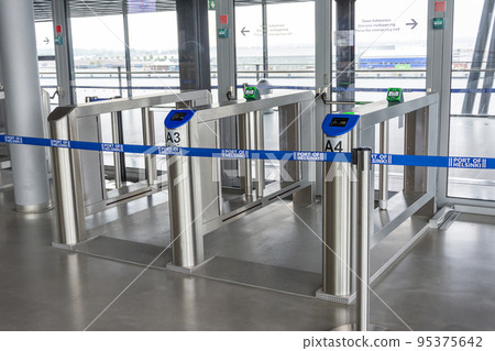 Boarding pass checking machine the Port of Helsinki. Helsinki, Finland, 12.06.2022. 95375642
