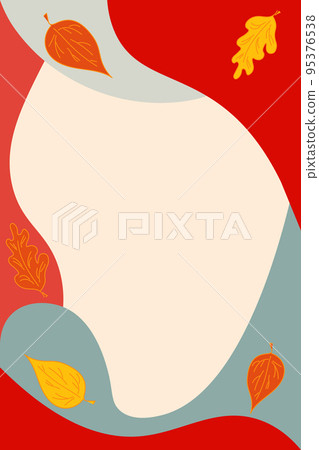 Autumn wave background with orange red yellow leaves with copy space for text. Autumn holiday 95376538
