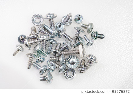 Screws, self-tapping, bolts on a white background. Screws, self-tapping, bolts on a white background. 95376872