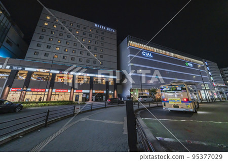 City night view in front of JR Tsurumi Station [Yokohama City, Kanagawa Prefecture] 95377029