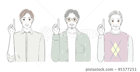 middle aged man pointing finger middle aged man pointing finger 95377251
