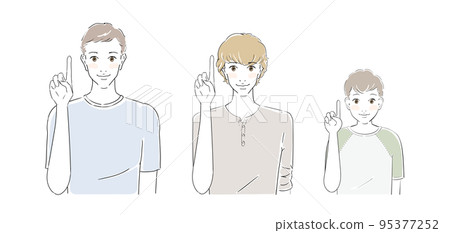 指著手指的年輕男男孩 95377252