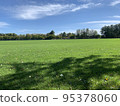 Blue sky and lawn park on a sunny day 95378060