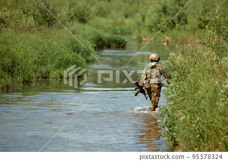 Full military experience - One day commando - running through the water with automatic rifle replica Full military experience - One day commando - running through the water with automatic rifle replica 95378324