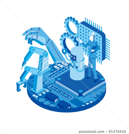 Image illustration of robotization in the manufacturing industry Image illustration of robotization in the manufacturing industry 95378430