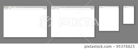 Browser mockups set. Web windows screen. Internet empty pages concept with shadow. Modern window design isolated on gray background 95378823