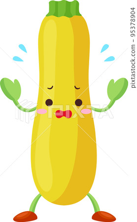 一個不耐煩的可愛黃色西葫蘆字符的插圖 一個不耐煩的可愛黃色西葫蘆字符的插圖 95378904
