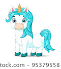 Cute little magical unicorn cartoon 95379558
