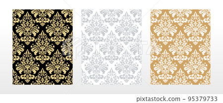 Wallpaper in the style of Baroque. Seamless vector background. Set of colored floral ornament. Graphic pattern for fabric, wallpaper, packaging. Ornate Damask flower ornament 95379733
