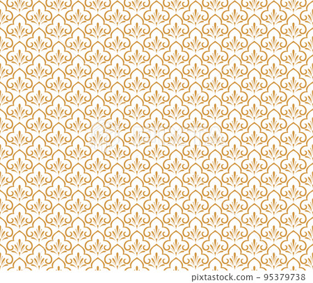Flower geometric pattern. Seamless vector background. White and gold ornament 95379738