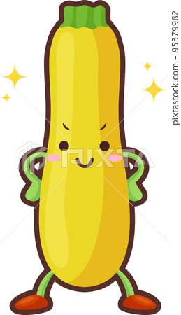 Illustration of a cute yellow zucchini character with a proud face 95379982