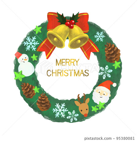 Cute Christmas wreath illustration Cute Christmas wreath illustration 95380081