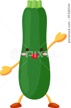 Illustration of cute zucchini character raising hand Illustration of cute zucchini character raising hand 95380544