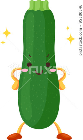 Illustration of a cute zucchini character with a proud face 95380546