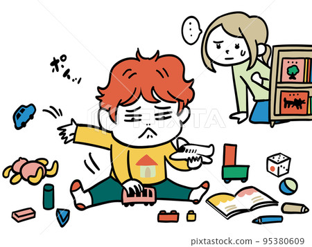 A boy who got tired of all his toys 95380609