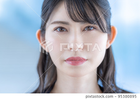 Close-up beauty of a young woman's face Close-up beauty of a young woman's face 95380895