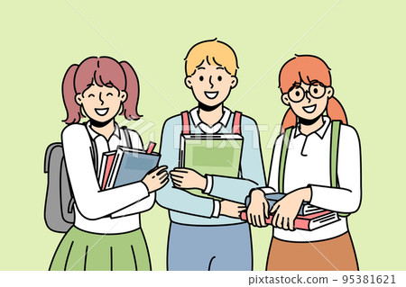 Schoolchildren keep textbooks, like to study. Schoolchildren keep textbooks, like to study. 95381621