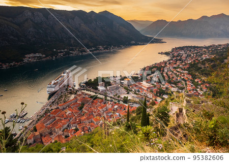 The bay of the city of Kotor in Montenegro The bay of the city of Kotor in Montenegro 95382606