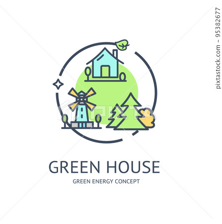 Green Energy Thin Line Icon Concept. Vector Green Energy Thin Line Icon Concept. Vector 95382677