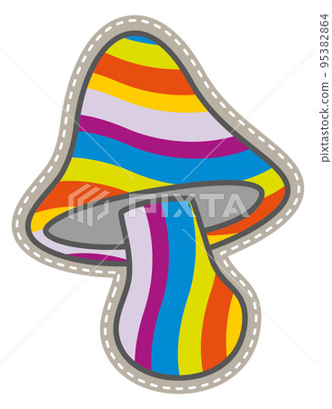 Rainbow mushroom patch in vintage style. Hippie emblem 95382864