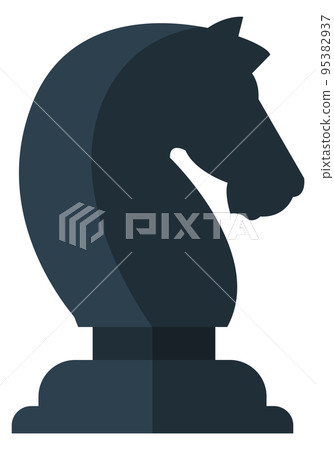 Chess game icon. Black knight figure symbol Chess game icon. Black knight figure symbol 95382937