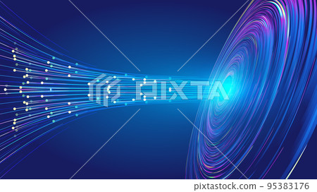 colorful spiral swirl launch dot line internet technology background 95383176