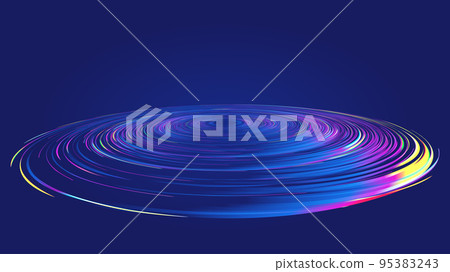 藍色背景上色彩斑斓的螺旋狀線圈矢量圖形 95383243