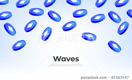 WAVES coin falling from the sky. WAVES cryptocurrency concept banner background. WAVES coin falling from the sky. WAVES cryptocurrency concept banner background. 95383547