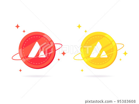 Avalanche (AVAX) coin flat icon isolated on white background. Avalanche (AVAX) coin flat icon isolated on white background. 95383608