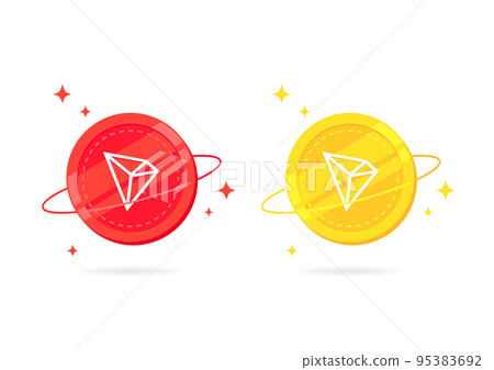 TRON (TRX) coin flat icon isolated on white background. TRON (TRX) coin flat icon isolated on white background. 95383692