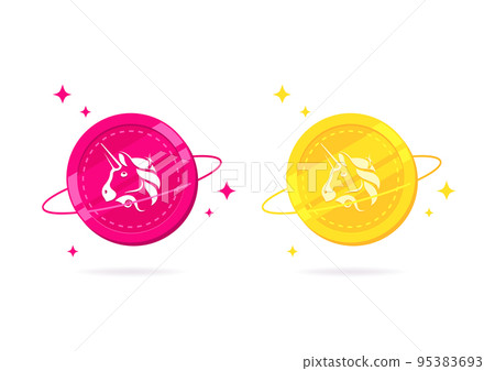 Uniswap (UNI) coin flat icon isolated on white background. 95383693