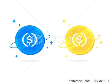 USD Coin (USDC) coin flat icon isolated on white background. 95383694