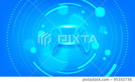 Game controller or joystick for game console on blue background. Game controller or joystick for game console on blue background. 95383736