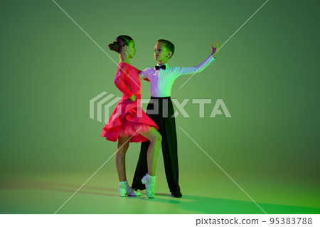 Cha cha cha rumba tango. Carming little boy Stock Photo