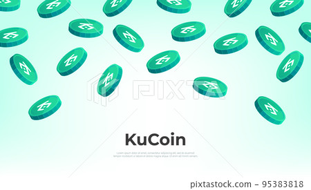 KuCoin Token (KCS) falling from the sky. KCS cryptocurrency concept banner background. 95383818