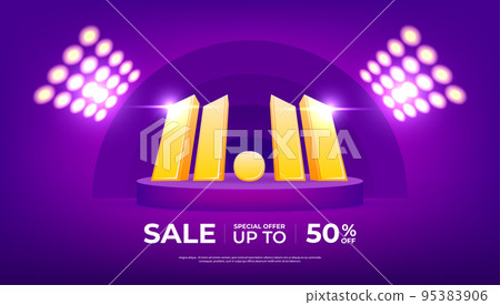 11.11 Shopping day Poster or banner. 11.11 Online sale banner template design for social media. 95383906