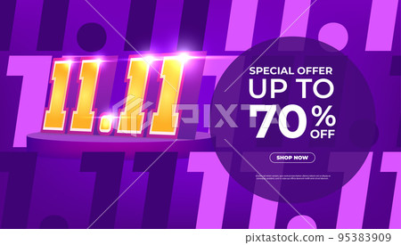 11.11 Shopping day Poster or banner. 11.11 Online sale banner template design for social media. 95383909