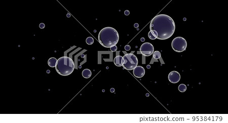 A set of colorful and colorful soap bubbles to create a design. Isolated, transparent, realistic soap bubbles on a transparent background. 95384179