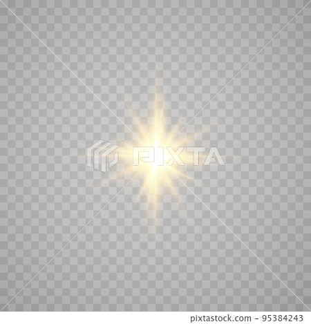 Golden star, on a black background, the effect of glow and rays of light, glowing lights, sun.vector. Golden star, on a black background, the effect of glow and rays of light, glowing lights, sun.vector. 95384243