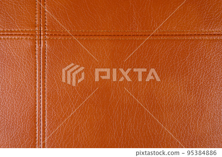 Brown leather, leatherette texture background wtih decorative stich Brown leather, leatherette texture background wtih decorative stich 95384886