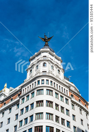 Old residential buildings in Gran Via in Madrid Old residential buildings in Gran Via in Madrid 95385444