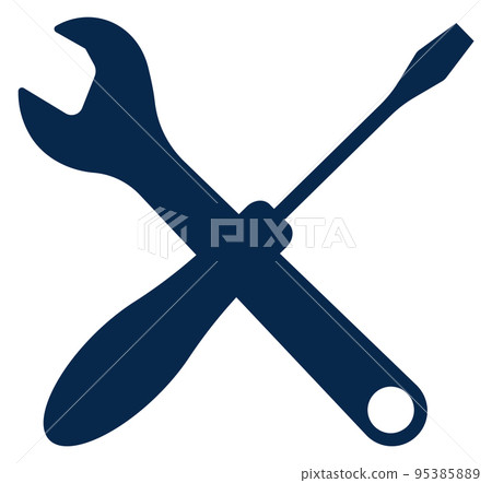 Crossed hand tools icon. Wrench and screwdriver symbol Crossed hand tools icon. Wrench and screwdriver symbol 95385889