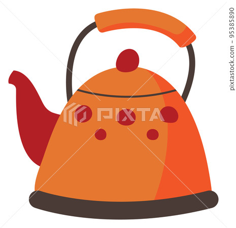 Cartoon kettle icon. Water boiling tea pot 95385890