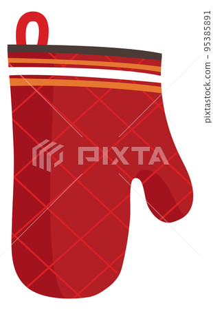 Oven mitt cartoon icon. Kitchen textile glove Oven mitt cartoon icon. Kitchen textile glove 95385891