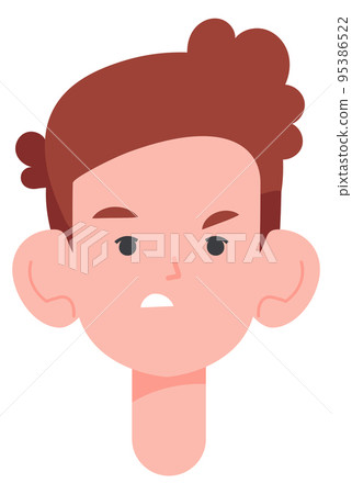 Irritated boy face expression. Displeased kid emotion 95386522